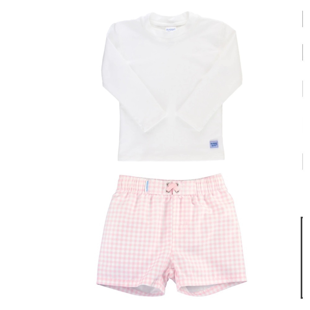 RuggedButts Long Sleeve Two-Piece

Rashguard Swimsuit

PINK GINGHAM, Size 12-18M